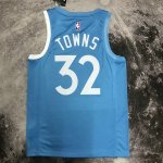 NBA 32 Towns Timberwolves 2020 city Maillot bleu imprimé